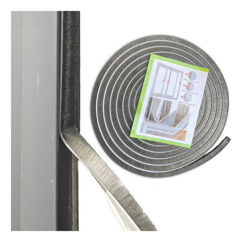 Burlete Autoadhesivo Tipo Cepillo 5 M Gris Mmg