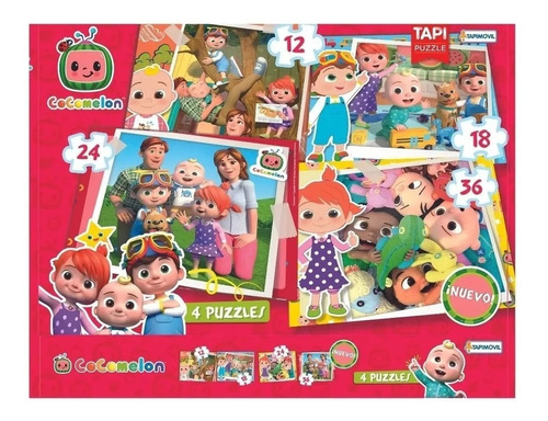 4 Rompecabezas Puzzles 36/24/18 Y 12 Piezas Cocomelon 00202