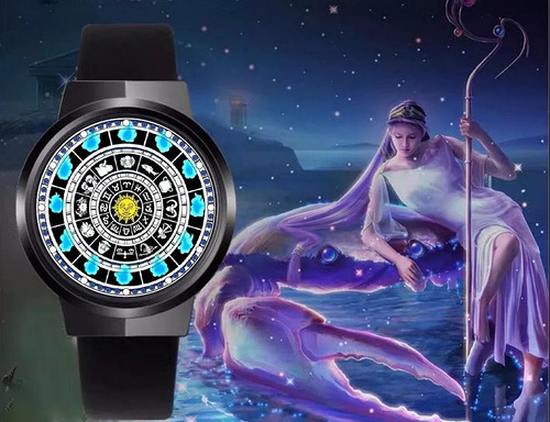 Reloj Led Caballeros Del Zodiaco Encendido Premium Negro Negro Y Azul Negro