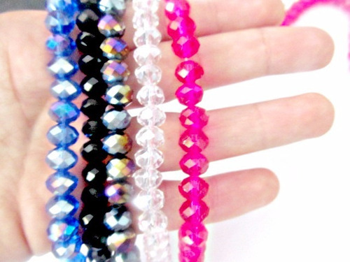 Tira De Donas Simil Cristal De Roca Facetado 8mm Brillos