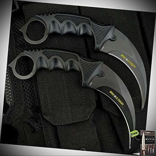 2 Cuchillos De Hoja Fija Karambit Negro Hoja De Acero Inoxid