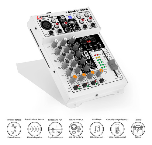 Mesa De Som Player Automotivo 3 Canais Taramps T0302 Player