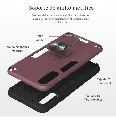 Funda Para Galaxy A50 Con Mica Varios Modelos Antigolpes Plata Armor Ring Sin Mica
