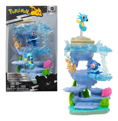 Cenário Subaquático Figuras Select Pokemon Popplio E Horsea