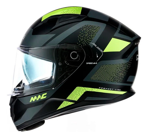 Casco Moto Integral Doble Visor Mac Speed 2.0 Neo Fluor Um