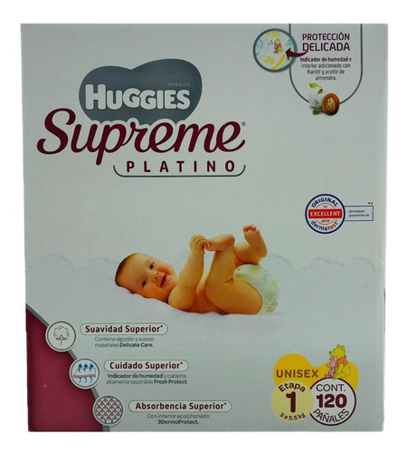 Imagen 6 de 6 de Pañales Huggies Supreme Platino Etapa 1 Unisex, 120 Piezas