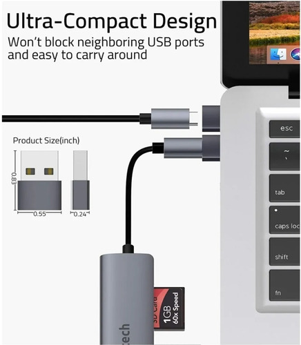 Imagen 4 de 7 de Adaptador Usb C A Usb Macho Carga Y Datos 5gbps High Quality