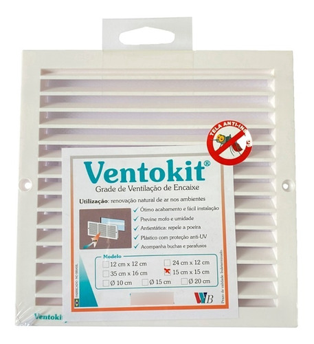 Grade De Encaixe P/ Ventilação 15x15cm Anti-inseto Ventokit