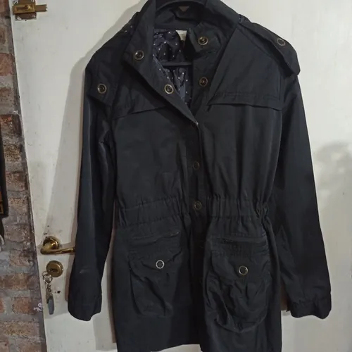 comprar Saco Piloto Parka Trench Negro Capucha Forro Lunares Estilo 