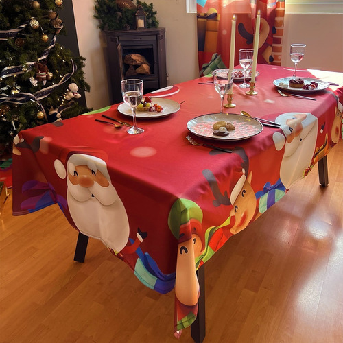 Mantel Béla Navideño 2m Largo X 1.45m Ancho (4 Sillas) Color Santa Claus