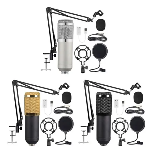 Kit Micrófono Condensador Profesional Con Tarjeta Sonido V8