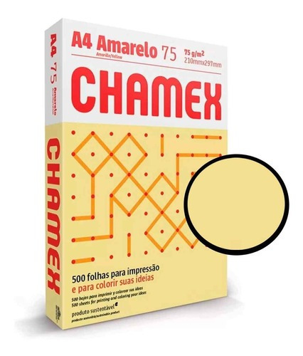 Resma Papel Chamex Color Amarillo TAMAÑO A4 75 Gr POR 500 HOJAS