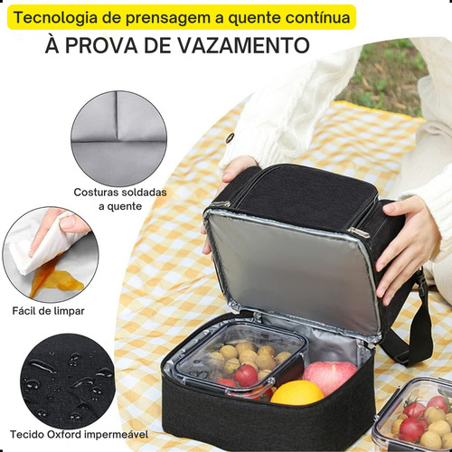 Bolsa Termica Multiuso Portatil Marmita Sacola 2 Niveis 9l
