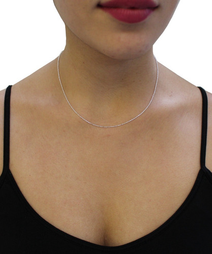 Cadena De Plata 925 De 40cm Bola Diamantada Agálea Joyería Color Plateado
