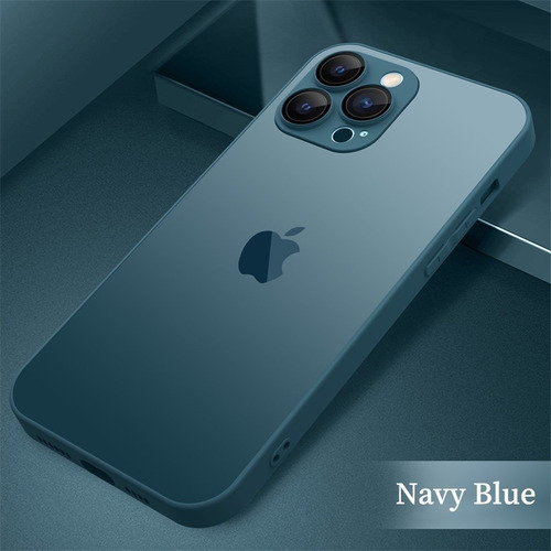 Capa Luxo Vidro Fosco Nanoglass Para iPhone 14 15 Pro Max  Cor Blue Navy Nome Do Desenho 14 Pro Max