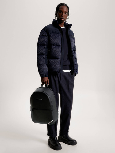 Mochila Negra Con Acabado Granulado De Hombre Tommy Hilfiger