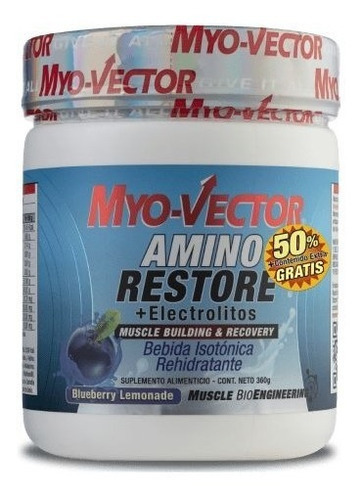 Myo Vector Amino Restore + Electrolitos 30 Servicios 360 Gr Sabor Blueberry