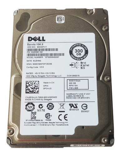 Disco Duro Del Servidor Sas De 300gb De 2,5  De Dell Pghjg