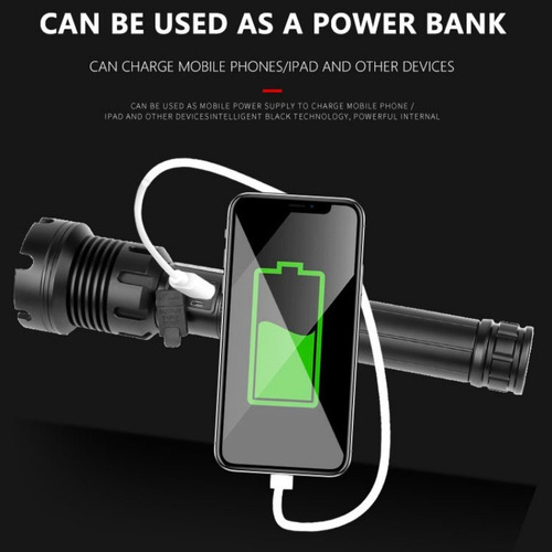Linterna P90 Recargable Por Usb Con Luz Exterior