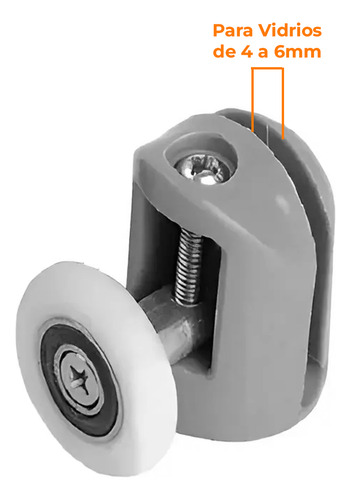 Rueda Simple Superior X4 Inomax Para Mampara Corrediza De Box De Ducha, Recta O Curva, Vidrios De 4 A 6 Mm