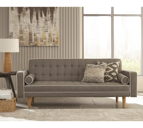 Imagen 3 de 3 de Sofa Cama Futon Gris, Sofacama Moderno, Futones Modernos