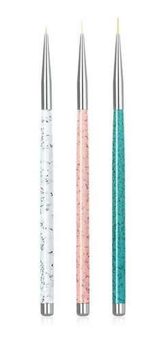 Set 3 Pinceles Liners Para Nail Art Deco Uñas