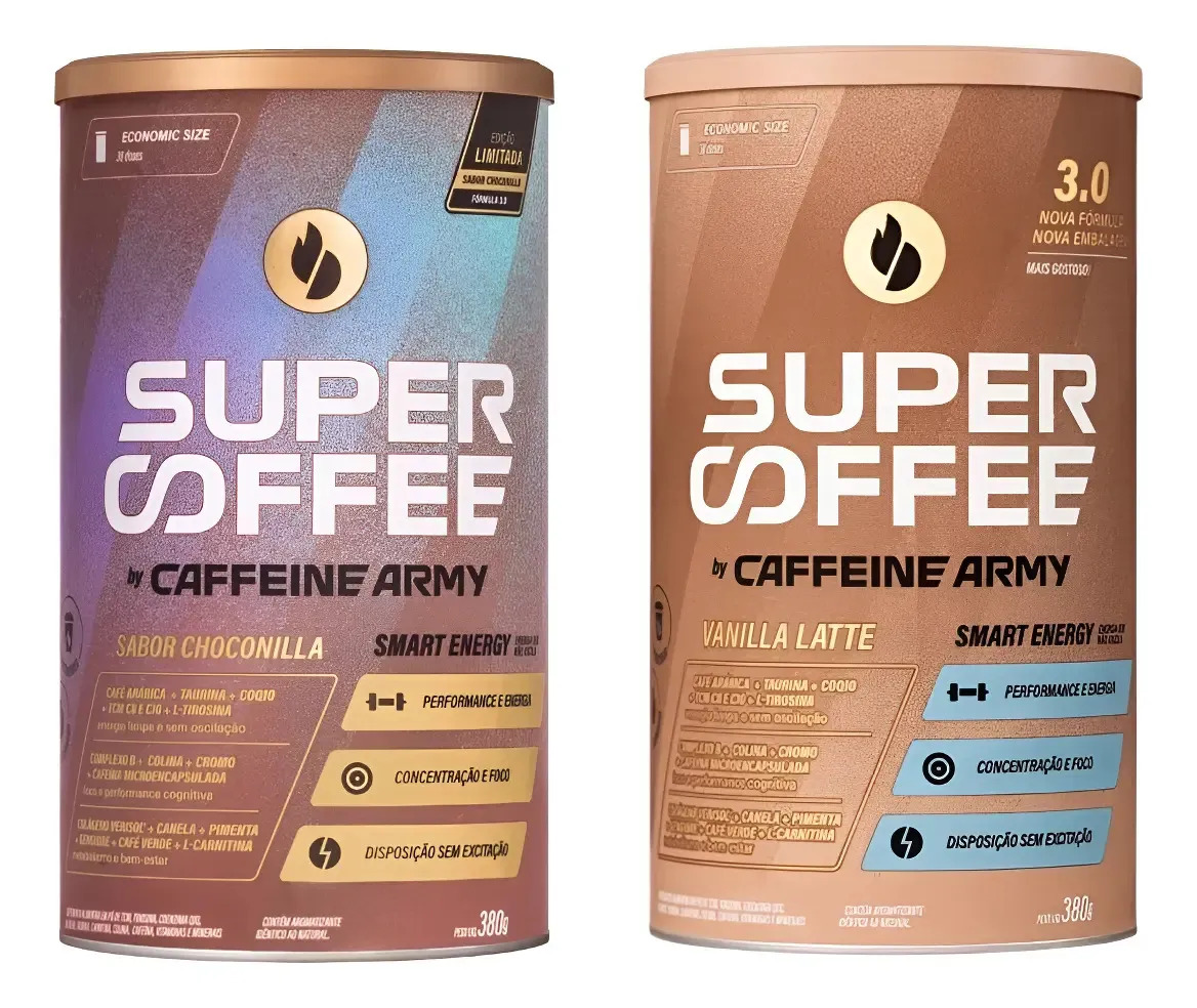 Kit 2x Supercoffee 3.0 Caffeine Army Super Coffee 380g Sabor Choconilla + Vanilla Latte