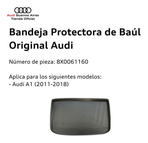 Bandeja Protectora De Baul Audi A1 2011 Al 2016