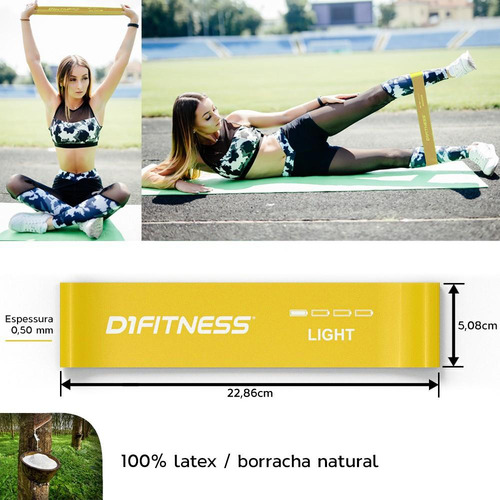 Kit Mini Band Faixa Elastica 3un Leve Amarela D1fitness