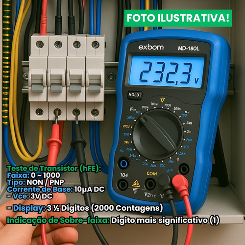 Multímetro Digital Portátil Profissional Md-180l Com Bateria