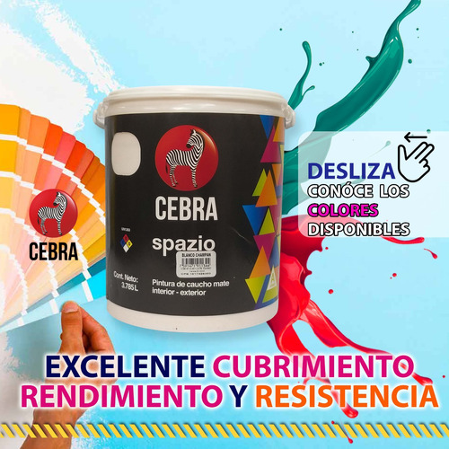 Pintura Caucho Cebra Spazio Clase A / 17 Colores Disponibles