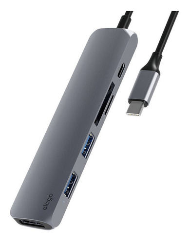 Adaptador Multipuerto Usb-c 6 In 1 Tajeta Sd / Hdmi En Gris