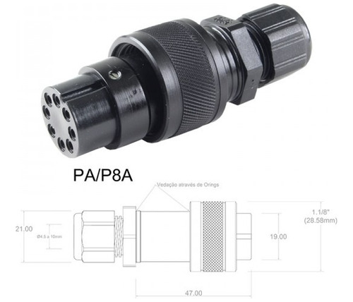 Conector Melro Pa/p8a (fêmea) 