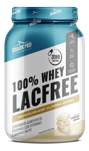 Whey 100% Lacfree Protein 900g Zero Lactose - Shark Pro Sabor Chocolate Branco