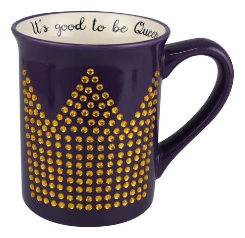 Taza Caf Reina Con Corona Rhinestone, 16 Oz, Multicolor