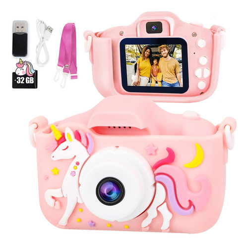 Mini Cámara Fotográfica Digital Para Niños Con Funda Y 32 Gb