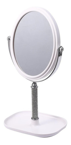 Espejo Maquillaje De Pie Oval Doble Faz 16x20cm Con Strass