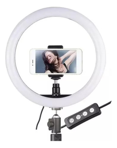 Aro De Luz Ring Light 32cm Trípode Iluminación Celulares Oms Estructura Negro Luz 3 Tonos