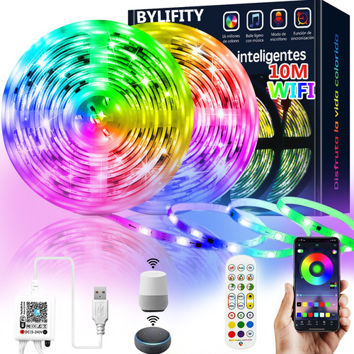 Tira De Luces Led Rgb Wifi De 10 M C/control Remoto P/alexa