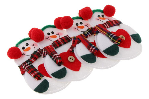 4pcs Vajilla De Navidad Cubiertos Bolsa Titular Decoración