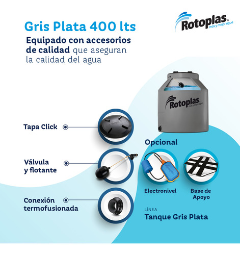 Tanque de agua Rotoplas 400 Litros Tricapa Gris Capa antibacterial
