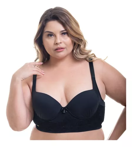 Soutien Cropped Microfibra E Renda Plus Size Ref 1019b