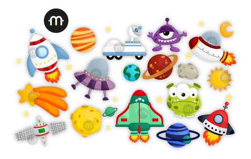 Kit Espacio Cohetes Clipart Imagenes Png Imprimible Candybar