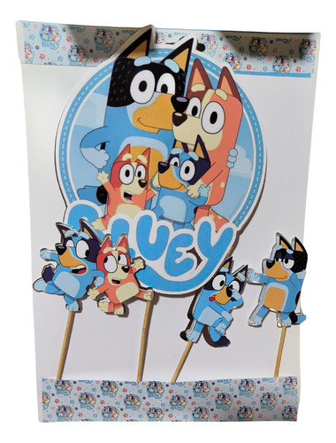 Pack 4 Topper Para Torta De Cumpleaños Bluey