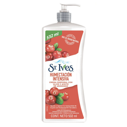 Imagen 1 de 1 de Crema líquida St. Ives Humectación Intensiva con dosificador 532 ml
