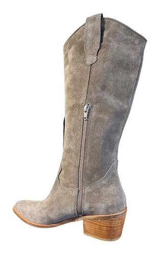 Imagen 3 de 3 de Bota Texana Cuero Gamuzado