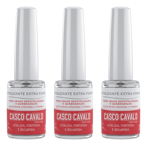 Casco De Cavalo Trop Care Vitaliza Extra Fort 8ml-kit C/ 3un