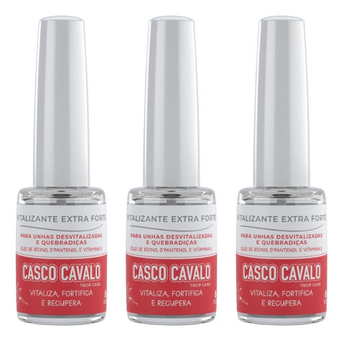 Casco De Cavalo Trop Care Vitaliza Extra Fort 8ml-kit C/ 3un