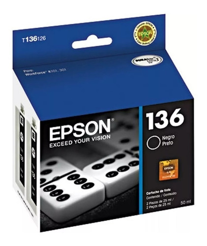 Cartucho Epson T136 Negro Dual Pack T136126 - K101 K301 