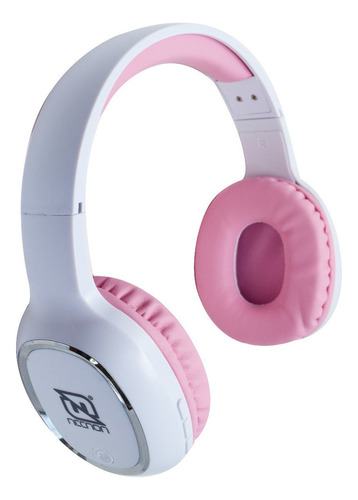 Audifonos Diadema Bluetooth Manos Libres Recargable Necnon Audio Porfesional Color Blanco/Rosa